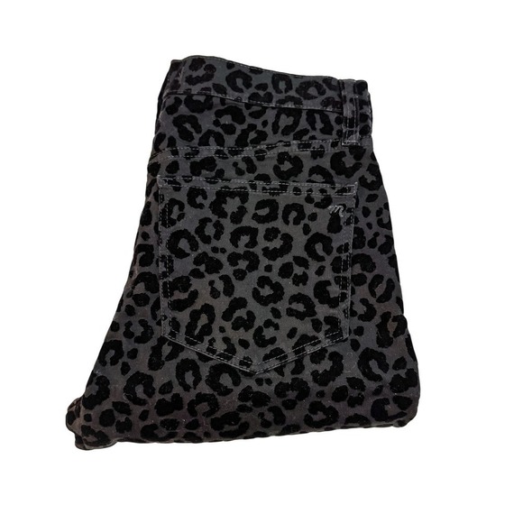 Madewell 9" High-Rise Black Leopard Printed Denim Pants Size 27 - Picture 1 of 7